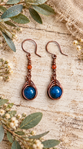 Copper Herringbone & Apatite Earrings