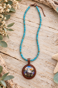 Jackie Bald Eagle Java Glass Beaded Necklace