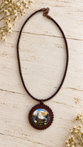 Jackie the Bald Eagle | Rustic Wood & Braided Bolo Leather Memorial Necklace