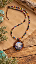 Jackie of Big Bear – Earth & Sky Gemstone Necklace

A tribute to a beautiful spirit, inspired by the colors of nature. 🦅