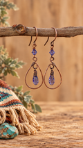 Violet Copper Dreams | Handcrafted Swarovski Crystal Teardrop Earrings