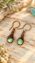 Willow & Copper – Handcrafted Angelite Herringbone Earrings