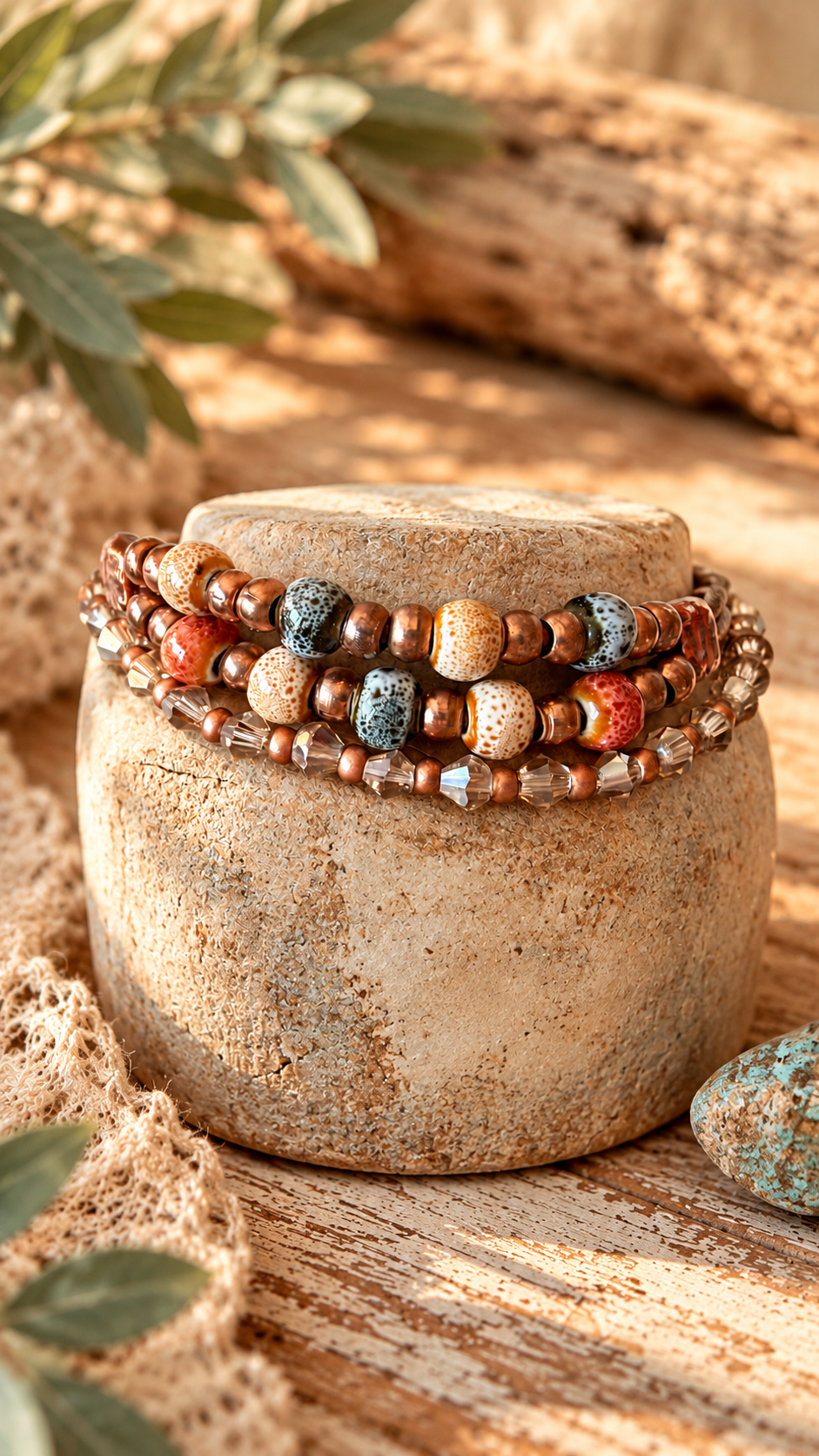 Copper Canyon & Crystal Skies | Rustic Western Bracelet Duo
