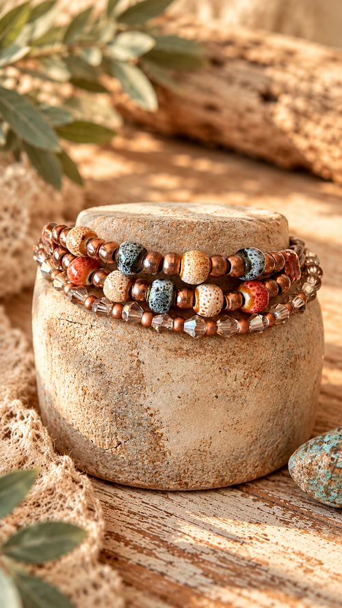 Copper Canyon & Crystal Skies | Rustic Western Bracelet Duo