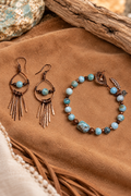 Copper & Caribbean Skies | Genuine Larimar Bracelet & Earrings Set