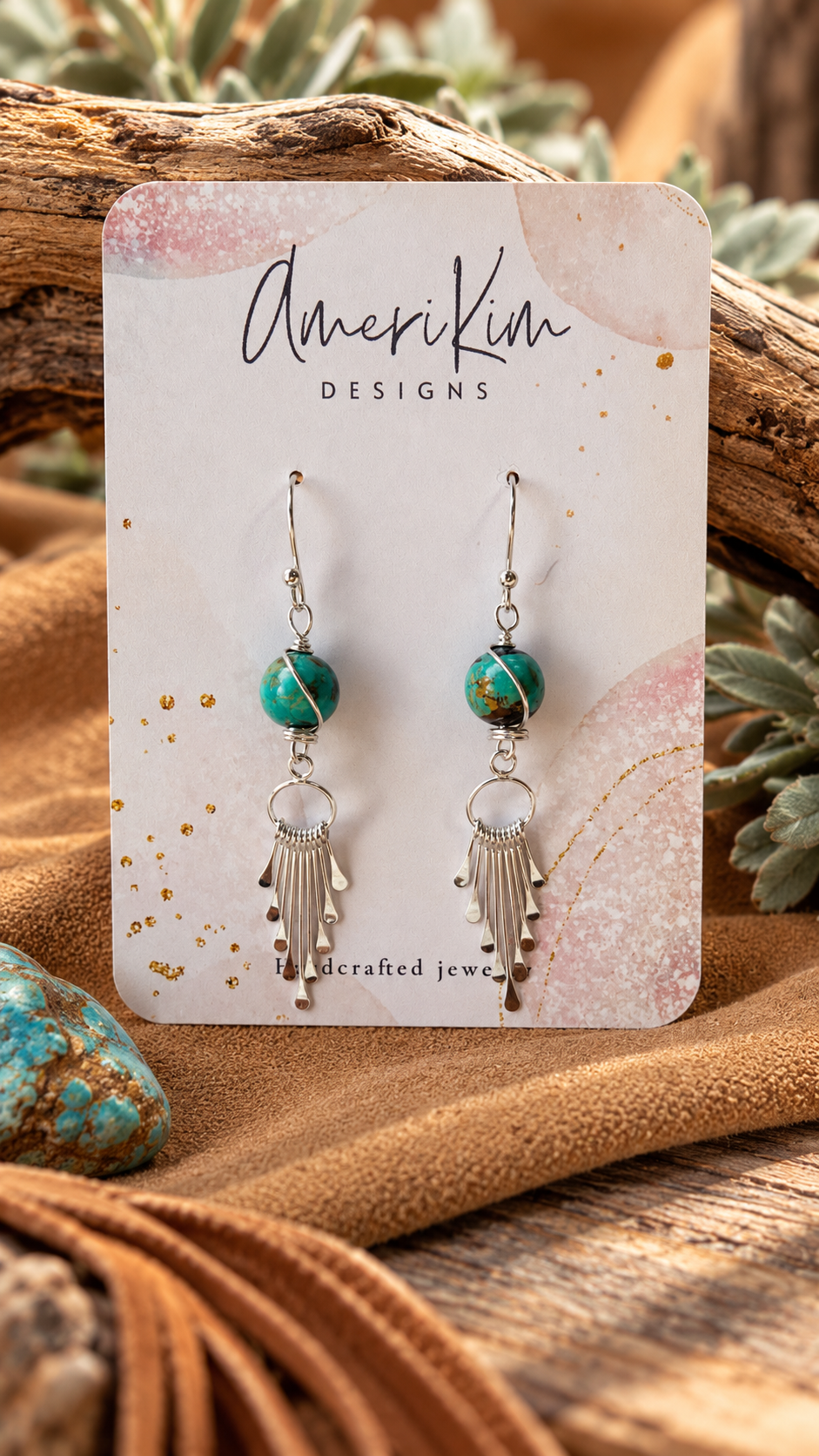Desert Rain | Dainty Sterling Silver & Turquoise Fringe Earrings